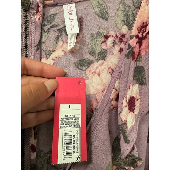 Xhilaration NWT Purple Floral Wrap Short Sleeve Mini Dress Size Large - Picture 3 of 5